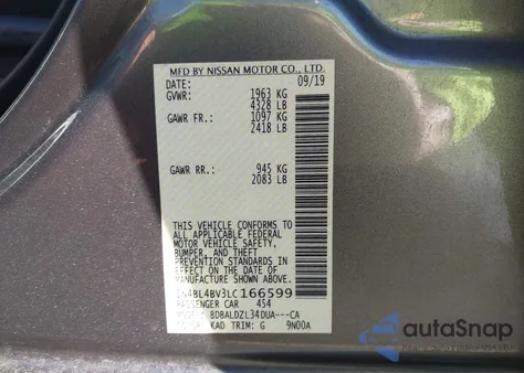 2020 Nissan Altima S Fwd z USA, uszkodzony, nr VIN 1N4BL4BV3LC166599